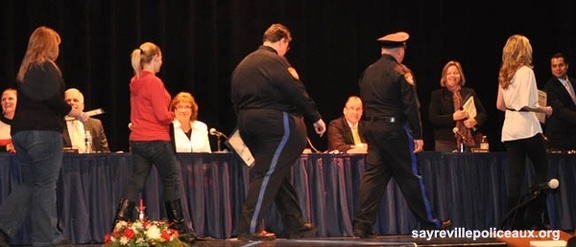 Volunteers leaving the stage